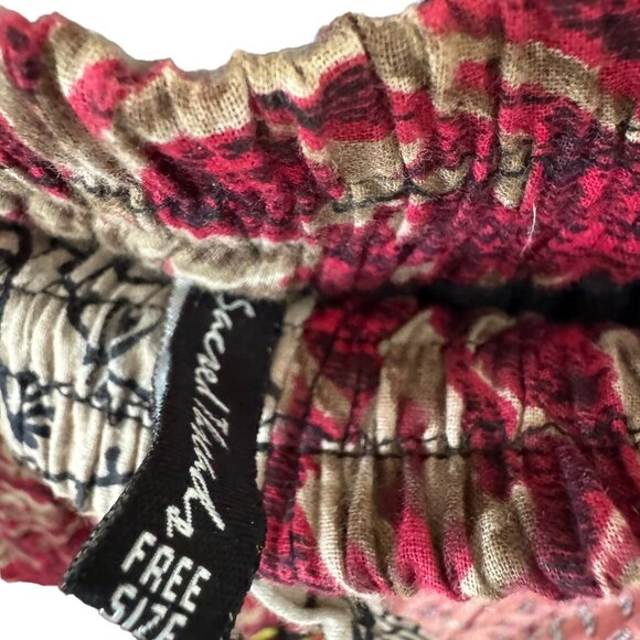 Sacred Threads Patchwork Ribbon Maxi Skirt One Size Elastic Waist Tie Lined Boho - Picture 9 of 16